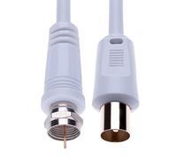 Keple Câble coaxial F-plug vers RF M-plug pour satellite Sat Freesat Sky Virgin BT TV HDTV DVB DVD Radio/Coax Antenne Freeview Coaxial Coax Antenne Adaptateur Câble TV - 2 m Blanc