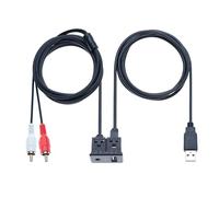 Keple Câble de Montage en Affleurement USB RCA 1M USB 2.0 Mâle vers Femelle et 2 RCA Mâle vers 3,5mm Femelle Rallonge de Tableau de Bord AUX pour Voiture Bateau Camion Yacht Moto Véhicule (1 Mètre)