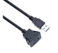 Keple Câble de Montage Encastré USB 3.0 Carré Monoprise Panneau en Affleurement Rallonge 1M D'extension avec Boucle pour Tableau de Bord de Voiture, Camion, Bateau, Moto Mâle vers Femelle (1 Mètre)