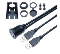 Keple Câble D'extension Double Port USB 3.0 Mâle Femelle Embarqué étanche 1M pour Voiture, Véhicule, Bateau, Camion, Vélo, Moto, Yacht, Tableau de Bord de Montage Encastré Lot de 2 Câbles (1 Mètre)