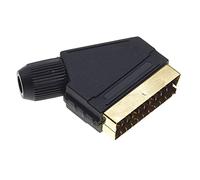 Keple Connecteur péritel, plaqué or - fiche encastrée à 21 broches avec cadre de montage rectangulaire nickelé