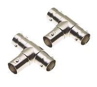 Keple Connecteur répartiteur BNC femelle à 3 voies en T - Adaptateur coaxial en T RF coaxial pour caméra de sécurité CCTV SDI en T pour antenne DVR - Lot de 2