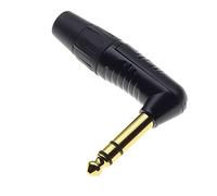 Keple Fiche Jack stéréo 6,35 mm 1/4", 90 degrés, 3 pôles, Noire, 3 Contacts dorés - Prise de réparation à poignée en Plastique TS mâle Type à souder connecteur de câble Audio DIY