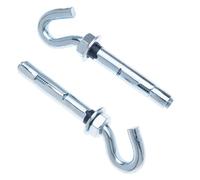 Keple M6 Crochet mural en béton, crochet d'ancrage à manchon métallique, 6x45mm vis à crochet avec 8mm Cheville en béton extensible et écrou hexagonal, fixation sur béton et pierre (10 pcs)