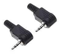 Keple Prise Jack 2.5mm, stéréo 90 degrés-prise de réparation de poignée en plastique TS 3 broches mâle Type de soudure connecteur de câble Audio bricolage pour-2 pièces