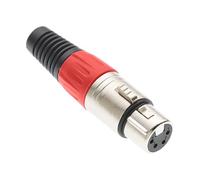 Keple Prise XLR 4 broches, rouge - Prise pour microphone audio Prise DMX, adaptateur nickelé, construction métallique, fiche avec boîtier en plastique