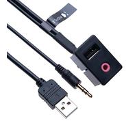 Keple Universel pour tableau de bord voiture USB Prise AUX + AUX 3.5 mm Câble de panneau de rallonge | Compatible avec Mercedes Audi BMW Mazda Honda Ford radio pour véhicule | 1.5 m