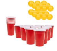 KEPLIN Adult Beer Pong Set - Jeu de Tournoi à Boire - Idéal pour Les fêtes, Jardins, barbecues, Anniversaires, extérieur et intérieur - 36 pièces avec balles de ping-Pong et gobelets Rouges