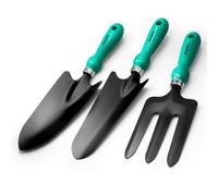 Keplin - Ensemble d'outils de Jardin 3 pièces - Lames en Acier au Carbone et poignées en polypropylène - Comprend Une truelle, Une truelle de Transplantation et Une Fourchette - Durable et résistant