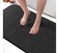 KEPLIN Grand Tapis de Bain en Mousse à mémoire de Forme Ultra Doux, Absorbant et antidérapant, Lavable en Machine, Noir, 60 x 90 cm