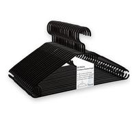 Keplin Lot de 20 cintres noirs avec crochets rotatifs - 41 cm, lot avec surface antidérapante et design étroit pour armoire