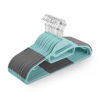 KEPLIN Lot de 30 cintres antidérapants - Durable, Design Fin pour économiser de l'espace avec Rotation à 360°, Organisateur de Cravates, Crochets de Sangle et Ouverture en Forme de S (Bleu Sarcelle)