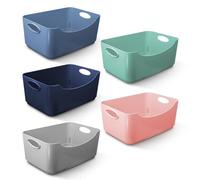 KEPLIN Lot de 5 paniers de studio en plastique - Boîtes de rangement pour l'organisation à la maison ou au bureau - Convient pour les étagères, les tiroirs, les armoires à linge (multicolore, lot de
