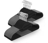 KEPLIN Lot de 50 cintres antidérapants - Durable, Design Fin pour économiser de l'espace avec Rotation à 360°, Organisateur de Cravates, Crochets de Sangle et Ouverture en Forme de S (Noir)