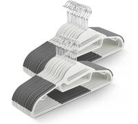 KEPLIN Lot de 50 cintres antidérapants durables et Fins pour économiser de l'espace avec Pivot à 360°, Organisateur de Cravates, Crochets de Sangle et Ouverture en Forme de S (41 x 22 cm) en Blanc