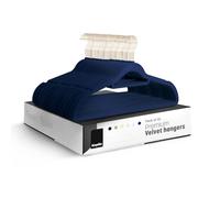 KEPLIN Lot de 50 cintres antidérapants en Velours avec Barre à Cravate et Crochet à 360 degrés pour Rangement à la Maison, durables, Robustes et Peu encombrants (Bleu Marine)