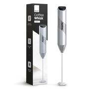 Keplin Mousseur à lait portable en acier inoxydable - Mélangeur à café portable à piles pour latte, matcha et boissons protéinées - Ergonomique, compact, facile à nettoyer et à utiliser (argent)