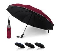 KEPLIN Parapluie de voyage pliable compact avec étui - Poignée d'ouverture et de fermeture automatique - Coupe-vent - Robuste - Golf 10 baleines - Pliable, compact et coupe-vent, Rose, taille unique