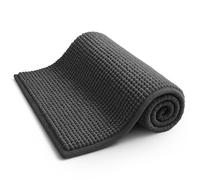 KEPLIN Tapis de Bain antidérapant en Microfibre Doux et Confortable avec Design Lavable en Machine, Absorbant l'eau et séchage Rapide pour Garder la Salle de Bain hygiénique et Propre (Gris)
