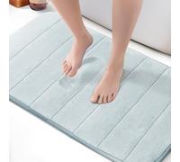 KEPLIN Tapis de Bain en Mousse à mémoire de Forme Ultra Doux, très Absorbant, antidérapant, Lavable en Machine - Confort Luxueux pour la Maison et la Salle de Bain (Bleu Clair, 50 x 80 cm)