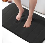 KEPLIN Tapis de Bain en Mousse à mémoire de Forme Ultra Doux, très Absorbant, antidérapant, Lavable en Machine - Confort Luxueux pour la Maison et la Salle de Bain (Noir, 50 x 80 cm)