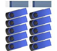 Kepmem Clé USB 2.0 Rotatif, Lot de 10 1Go/2Go/4Go/8Go/16Go bleu 32Go