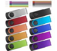 Kepmem Clé USB 32 Go 10 Pièces Clés USB Rotation Clé USB 2.0 Bleu Stylo USB Métal Clé USB Portable Rotative Clé USB 32GB Pas Cher Grand Cadeau pour Classer Photos Multicolore