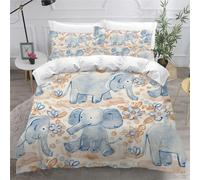 KEPOLA Housse De Couette 200x200 éléphant Ado Garçons Filles Parure De Lit 2 Personnes 3D Motif Animaux De Dessin Animé Douce Microfibre avec Fermeture Éclair avec Taie d'oreiller 50x75