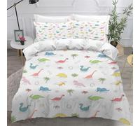 KEPOLA Parure De Lit Dinosaure 1 Personne Housse De Couette 140x200 Enfants Garçons Filles 3D Motif Animaux De Dessin Animé Douce Microfibre avec Fermeture Éclair avec Taie d'oreiller 50X75