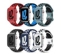 Keponew Lot de 6 bracelets de rechange en silicone souple, imperméables, respirants et doux, compatibles avec Apple Watch 49 mm, 44 mm, 45 mm, 42 mm, 41 mm, 40 mm, 38 mm, SE, iWatch Ultra Series 8, 7