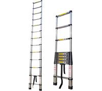 KEppd Échelle télescopique Robuste 8 m/ 7 m/ 6,2 m/ 5 m/ 4,2 m/ 3,8 m/ 2,6 m de Haut, échelle télescopique Pliante Professionnelle pour Toit de Camping-Car, Grenier, extérieur, Charge 15