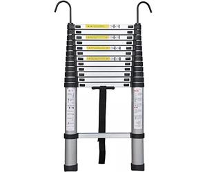 KEppd Échelle télescopique télescopique 8 m/ 7 m/ 6,2 m/ 5 m/ 4 m/ 3,8 m/ 2,6 m, échelles d'extension en Aluminium avec Crochet pour travaux de toiture, Usage Domestique, travaux extérie