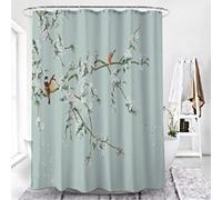 KEPPD Fleur Oiseaux Rideaux De Douche Imperméable Décor De Salle De Bains Tissu Imprimé 3D avec 12 Crochets Rideau Lavable XXL Séchage Rapide Lavable XXL 120x175cm(47X69inch) Rideau De Douche