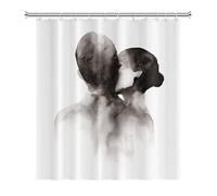 KEPPD Noir Blanc Amoureux Rideau De Douche,Femmes Croquis Rideau De Bain Amoureux Corps Humain Art Minimaliste Extra Long Imperméable Rideau De Salle De Bains 100X200cm Rideau De Douche