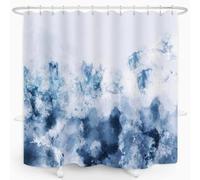 KEPPD Rideau de Douche Abstrait Aquarelle Bleu océan Gris argenté Blanc Froid Art Moderne décor de Salle de Bain Tissu imperméable translucide XXL 110x220 cm (43X87 Pouces) Rideau de Douche