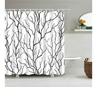 KEPPD Rideau de Douche Branche d'arbre Noir Blanc, Rideaux de Douche Frabic en Polyester imperméable Extra résistant avec 12 Crochets Rideau de Bain XXL 100X200cm Rideau de Douche