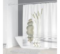 KEPPD Rideau de Douche imprimé Galets Rideau Lavable Extra Long Rideau décoratif de Salle de Bain Roches Rideaux de Douche 3D avec 12 Crochets-XXL 90x200cm(35X79inch) Rideau de Douche