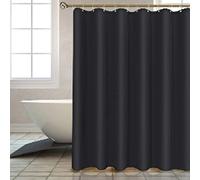KEPPD Rideau De Douche Solide Robuste Épaissir Polyester Imperméable Rideau De Bain Longue Taille De Stall Couleur Noire avec 12 Crochets Lavable XXL 120X190cm Rideau De Douche