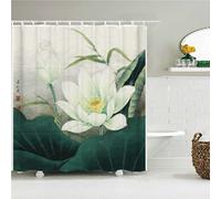 KEPPD Rideaux de Douche Lotus Chinois, Tissu imperméable 3D Belles Fleurs imprimé Rideau de Salle de Bain décor d'écran de Baignoire avec 12 Crochets 150X180cm Rideau de Douche