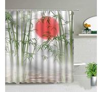KEPPD Vert Bambou Douche Paysage Rideau Salle De Bains Accessoires Enfants Salle De Bains Rideau De Douche Salle De Bains Décor Extra Long Rideau Imperméable 90X200cm Rideau De Douche