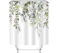 KEPPD Vert Eucalyptus Rideau De Douche Étanche Polyester Imprimé Salle De Bains Cloison Rideau Décoratif avec 12 Crochets en Plastique Multi Taille XXL 120x175cm(47X69inch) showercurtain