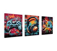 Kepuarm 3Pcs Gamer Posters Jeu Vidéo Déco, Affiche de Jeu avec Cadre, Decoration Murale Chambre Gaming, Art Toile Peinture Photo pour Garçons Chambre, dortoir (30 x 40 cm) (12x16inch,Riche et coloré)