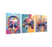 Kepuarm 3Pcs Gamer Posters Jeu Vidéo Déco, Affiche de Jeu avec Cadre, Decoration Murale Chambre Gaming, Art Toile Peinture Photo pour Garçons Chambre, dortoir (30 x 40 cm) (Rose + Couleur)