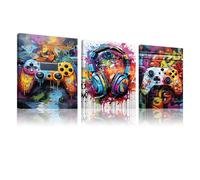 Kepuarm 3Pcs Gamer Posters Jeu Vidéo Déco, Affiche de Jeu avec Cadre, Decoration Murale Chambre Gaming, Art Toile Peinture Photo pour Garçons Chambre, dortoir (30 x 40 cm) (12x16 inch,Style A)