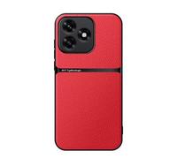 Kepuch Coque pour Honor X5C/X5C Plus,X5D/X5D Plus Intl Rouge | Litchi Case Housse Étui Plaque de Métal Intégrée