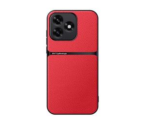 Kepuch Coque pour Honor X5C/X5C Plus,X5D/X5D Plus Intl Rouge | Litchi Case Housse Étui Plaque de Métal Intégrée