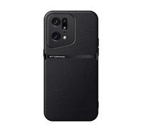 Kepuch Coque pour Oppo Find X5 Pro - Case Housse Étui Plaque de Métal Intégrée Litchi Grano - Noir