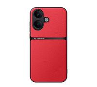 Kepuch Coque pour Vivo V60 Lite 5G Intl Rouge | Litchi Case Housse Étui Plaque de Métal Intégrée
