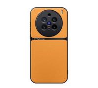 Kepuch Coque pour Vivo X200 Pro - Case Housse Étui Plaque de Métal Intégrée Litchi Grano - Jaune