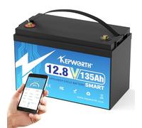 KEPWORTH Batterie Lithium 12V 135Ah Rechargeable LiFePO4 avec 100A Protection BMS et 4000-15000 Cycles Profonds, Parfait pour Camping-Car, Système Solaire, Bateaux, Hors-Réseau